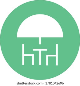 Table chairs and umbrella glyph icon. Element of furniture sign, Cafe restaurant dinning table glyph icon can be used for web and mobile.