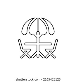 table and chairs and umbrella icon, vector illustration