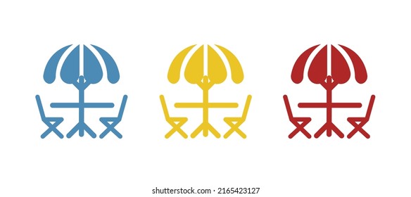 table and chairs and umbrella icon, vector illustration