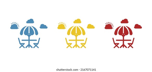 table and chairs and umbrella icon, vector illustration