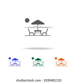 table and chairs under sun umbrella icon. Element of Beach holidays multi colored icons for mobile concept and web apps. Thin line icon for website design and development on white background