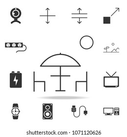 table and chairs under sun umbrella icon. Detailed set of web icons. Premium quality graphic design. One of the collection icons for websites, web design, mobile app on white background