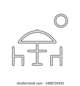 table and chairs under sun umbrella icon. Element of web for mobile concept and web apps icon. Outline, thin line icon for website design and development, app development
