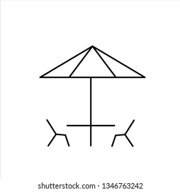 table and chairs under umbrella icon,vector best line icon.