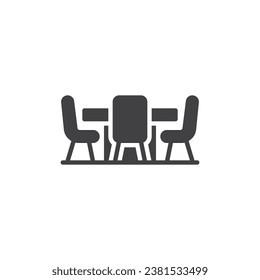 Table and chairs vector icon. filled flat sign for mobile concept and web design. Conference Room glyph icon. Symbol, logo illustration. Vector graphics
