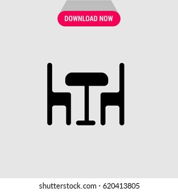 Table & Chairs Vector Icon, Table with two chairs symbol. Simple, modern flat vector illustration for mobile app, website or desktop app 