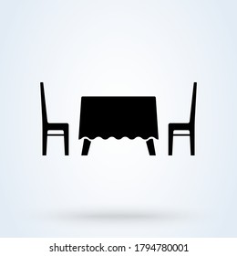 Table and chairs vector illustration. icon table symbol Trendy. Dining table and chairs for two people
