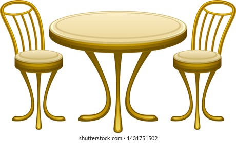 Table with chairs a white background