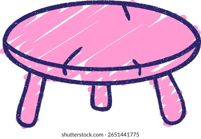 Table Chalk Drawing in bright neon color