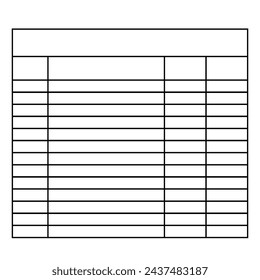 Table Chart. Check list table tamplate
