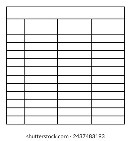 Table Chart. Check list table tamplate