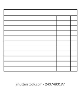 Table Chart. Check list table tamplate