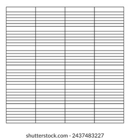 Tabellen-Diagramm. Vorlage für Checkliste