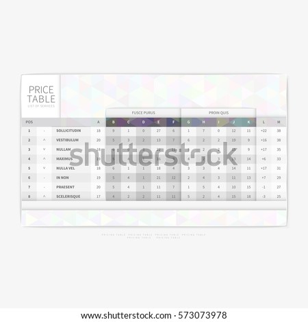 table chart comparison template
