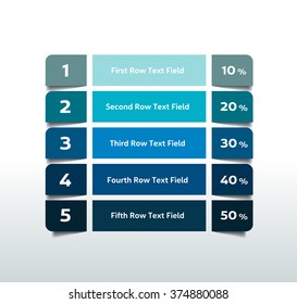 Table, Chart, Schedule. Infographics Elements. 5 Steps.