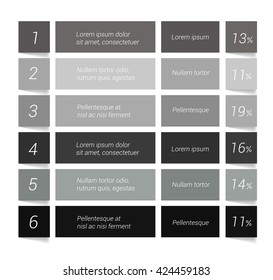 Table, chart, schedule. Infographics elements.