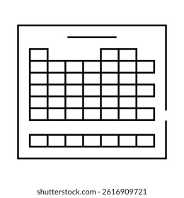 table of chemical elements line icon vector. table of chemical elements sign. isolated contour symbol black illustration