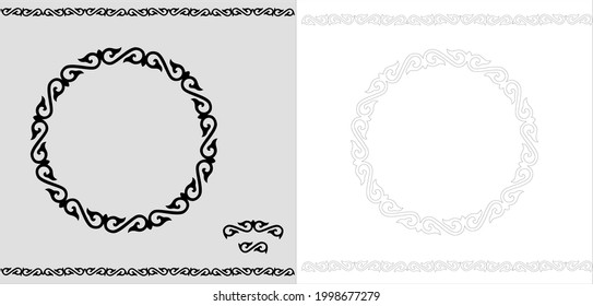 table, circle with elements of Kazakh, ethnic ornament