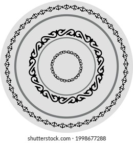 table, circle with elements of Kazakh, ethnic ornament