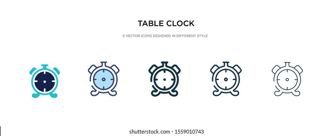 table clock icon in different style vector illustration. two colored and black table clock vector icons designed in filled, outline, line and stroke style can be used for web, mobile, ui