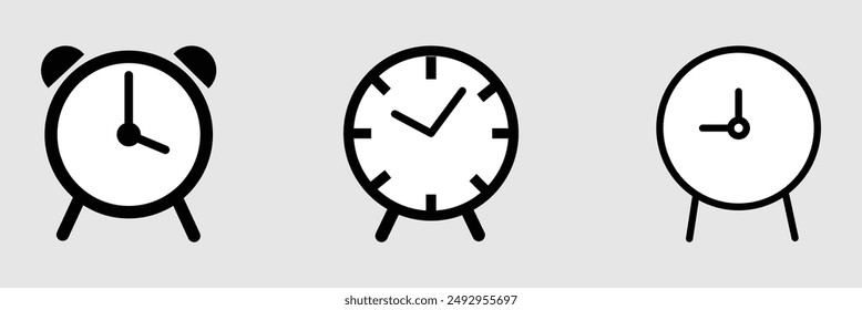 Table clock icon vector isolated on white background, logo concept of Table clock sign on white background. Alarm clock flat icon for apps and websites. Vector illustration. Eps file 138.