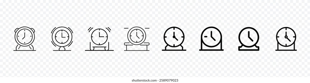 table clock icon, vintage classic table clock icon, minimalist Analog Clock icon, Vintage Table Clock line icons