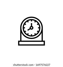 Table clock vector icon in linear, outline icon isolated on white background