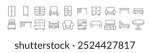Table, Closet, Mirror, Chair and Table Line Icon Bundle. Editable Stroke. Minimalistic Linear Pictogram for Design of Cards, Apps, Banners, Posts