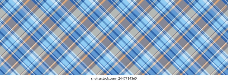 Tischdeckenmuster nahtloser Tartan, Layout Hintergrund Textur Stoff. Interior Check Plaid Vektorgrafik Textil in Cyan und Blau.