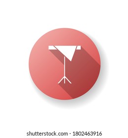 Table with cloth red flat design long shadow glyph icon. Diner serving. Furniture for cafe and cantine. Tablecloth on desk. Home interior, apartment amenity. Silhouette RGB color illustration