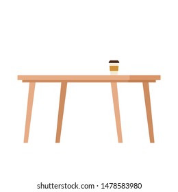 table and coffee cup vector. wallpaper. free space for text. copy space. coffee cup on the table.