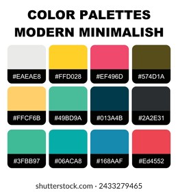 Sombras de color de mesa. Paleta de guías de colores de moda 2024 - 2025. Ejemplo de un vector de paleta de colores. Paleta de colores para diseñadores de moda, empresas de moda, prendas de vestir y empresas de pinturas