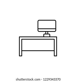table with computer icon. Element of outline furniture icon. Thin line icon for website design and development, app development. Premium icon
