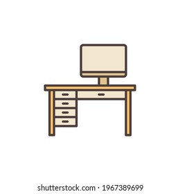 Table with Computer vector concept colored icon or symbol