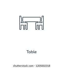 Table concept line icon. Linear Table concept outline symbol design. This simple element illustration can be used for web and mobile UI/UX.