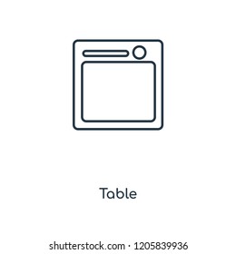 Table concept line icon. Linear Table concept outline symbol design. This simple element illustration can be used for web and mobile UI/UX.