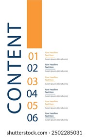 Table of content template a4 page print business profile annual report brochure catalog corporate Landscape Layout Portfolio Abstract Presentation leaflet Webpage Creative PowerPoints magazine