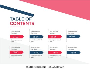 Table of content template a4 page print business profile annual report brochure catalog corporate Landscape Layout Portfolio Abstract Presentation leaflet Webpage Creative PowerPoints magazine