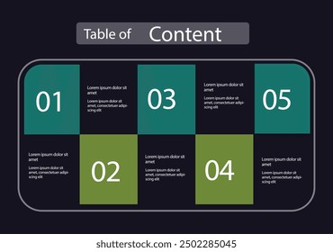 Table of content template a4 page print business profile annual report brochure catalog corporate Landscape Layout Portfolio Abstract Presentation leaflet Webpage Creative PowerPoints magazine