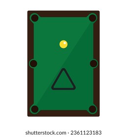 Mesa cubierta de tela verde con bolsillos y equipo para la vista superior del juego. Icono de vector plano multicolor que representa elementos deportivos, inventario, concepto de equipo aislado en fondo blanco