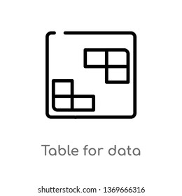 table for data vector line icon. Simple element illustration. table for data outline icon from user interface concept. Can be used for web and mobile