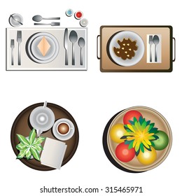 Table decoration top view set 1 for interior ,vector illustration