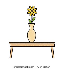 table with decorative vase isolated icon