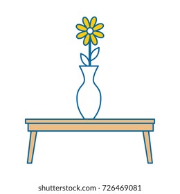 table with decorative vase isolated icon