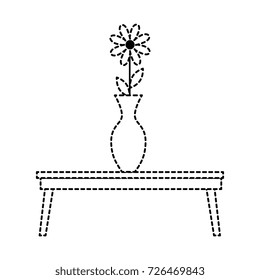table with decorative vase isolated icon
