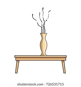 table with decorative vase isolated icon