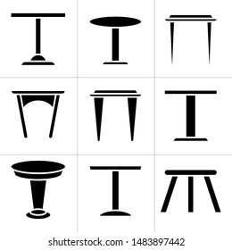 table, desk and chair icons set