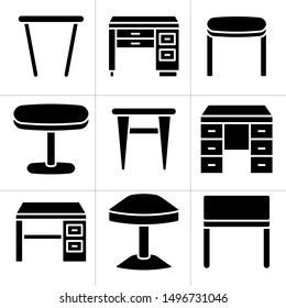 table, desk furniture icons set