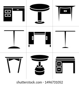 table, desk furniture icons set