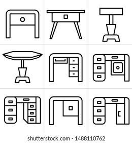 table and desk icons line design
